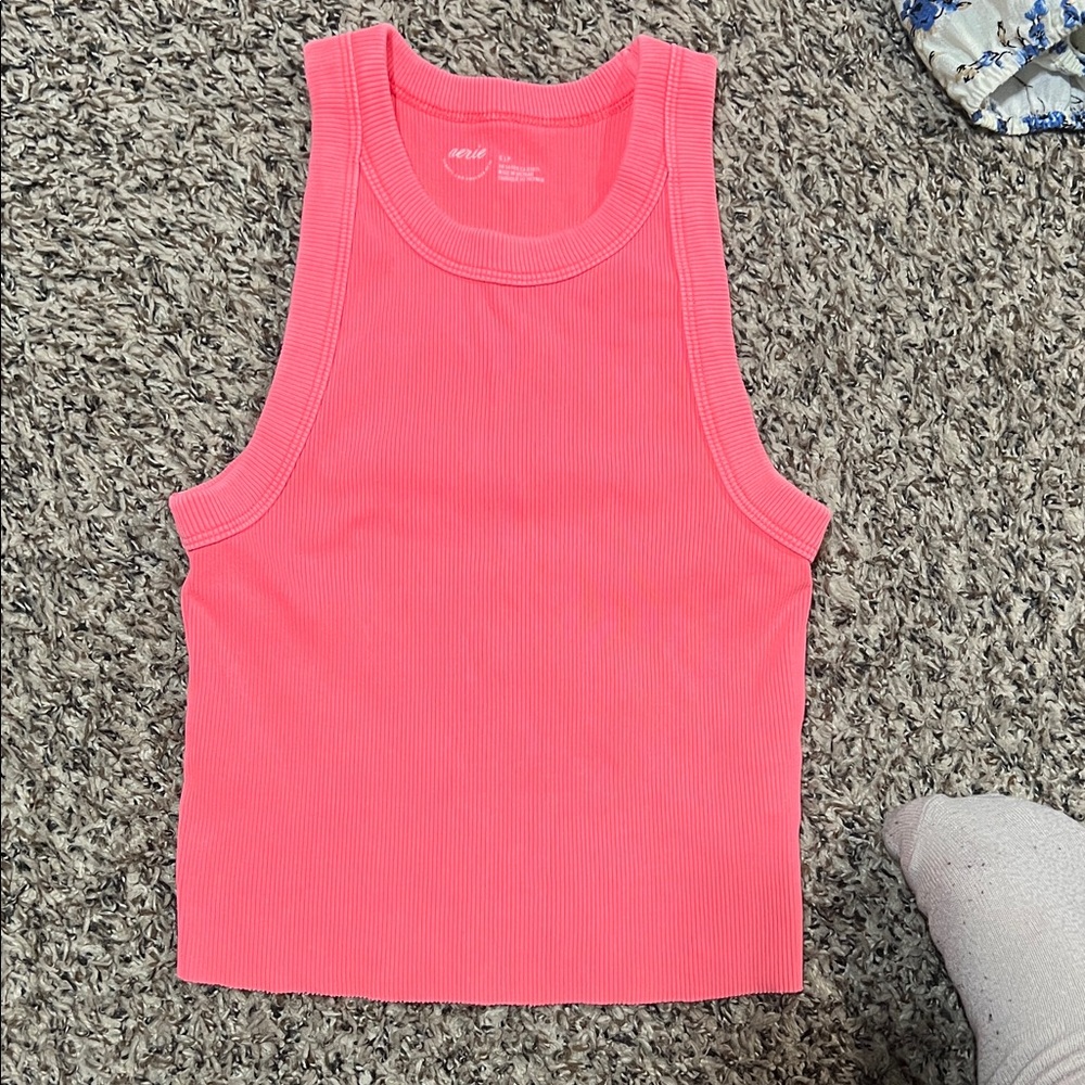 aerie Ribbed Tank Top - Coral Pink
